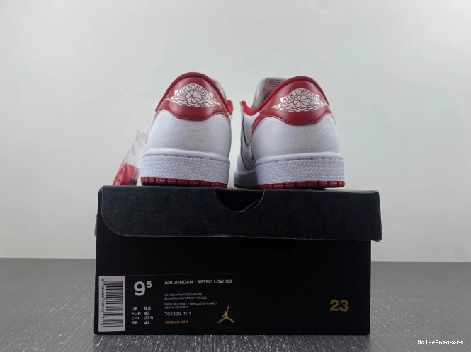 MaikeSneakers 1 Varsity White 705329-101 Jordan Low Red Retro 0711